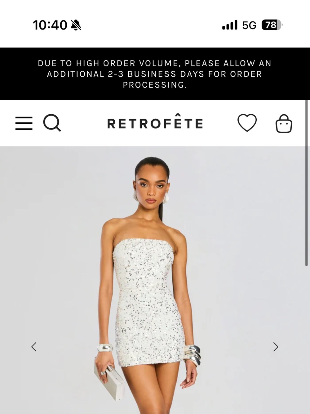 Retrofête White Sequin Strapless Mini Dress